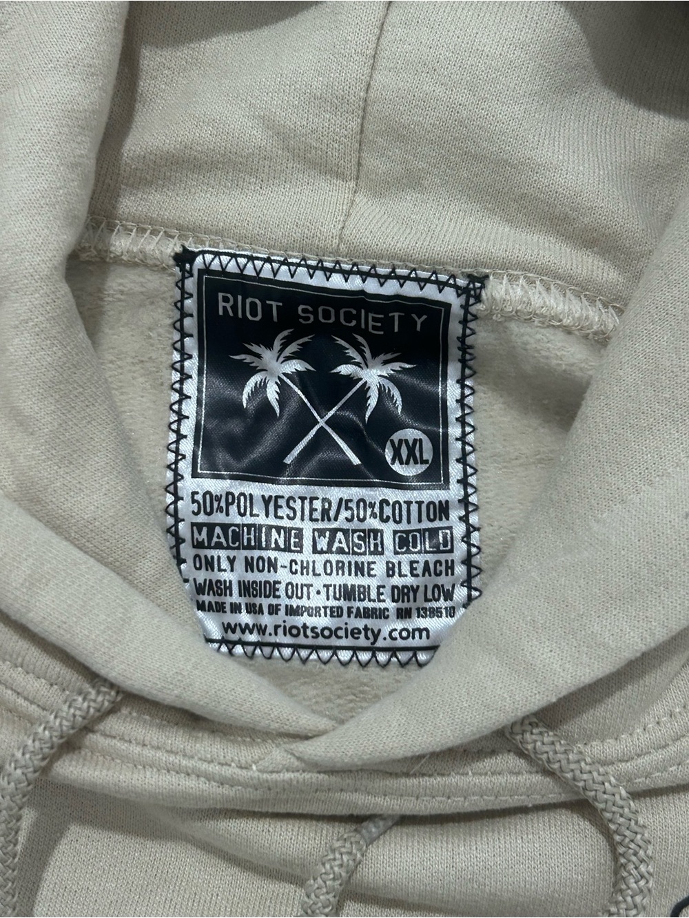 Riot Society Stitched Bear Graphic Hoodie - Beige Men’s Sweater - Picture 4 of 7